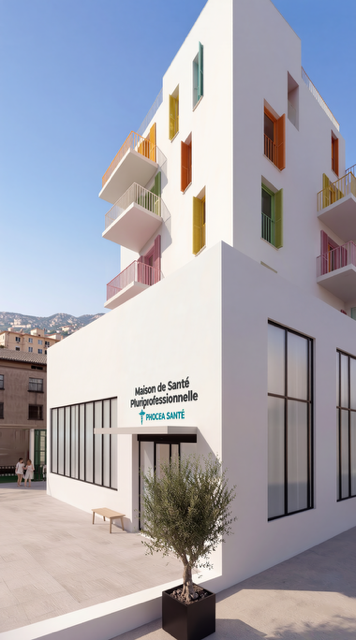 Façade de la MSP Phocéa Santé, résidence La Citadelle, Marseille 13003